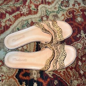 Madewell Leopard Calf Hair Sandals, like new